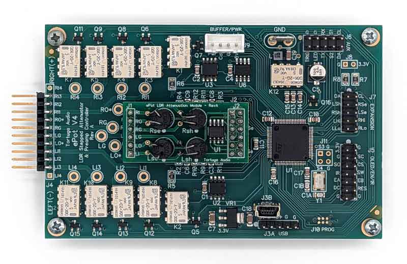 V4 board with LDR module installed - horizontal view