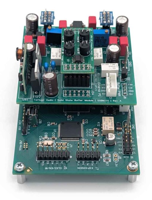 V4 preamp board with solid state buffer module - back end view