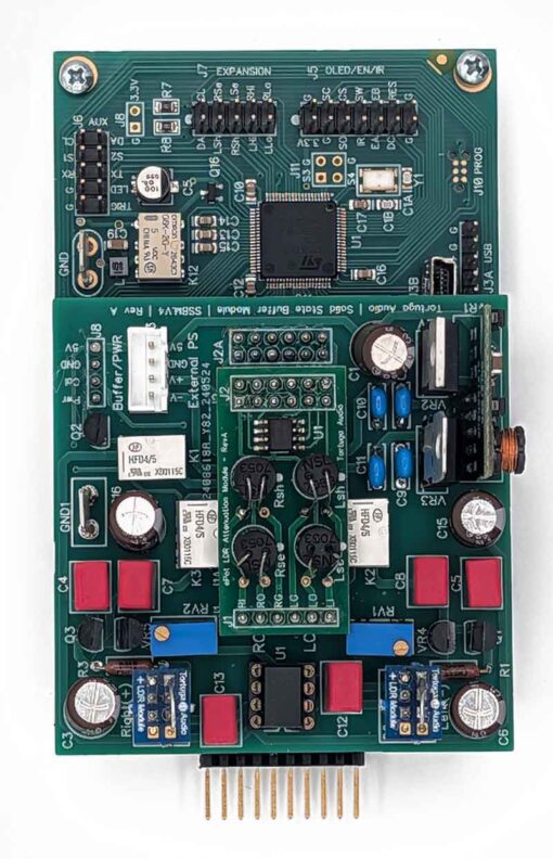 V4 preamp board with solid state buffer module - top view